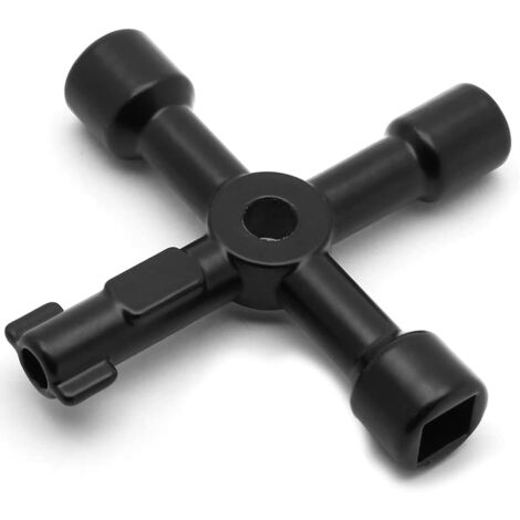 Clé Des Utilitaires Multi-Fonctionnels à 4 Voies Clé Clé De Cock De Poche Électrique Pour Armoire De Bac à Gaz d'Eau Clé d'Ouverture De l'Armoire (Noir) (1/5)