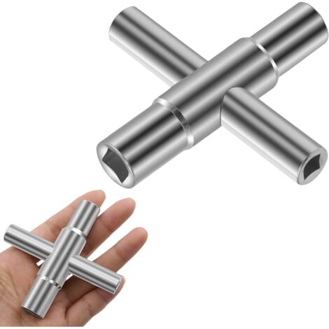 Clé carrée 4 voies - Dimensions intérieures : 6,5 mm / 7 mm / 8 mm / 9 mm - Clé carrée - Clé utilitaires - Clé de purge - Clé d'armoire de commande pour gaz et eau