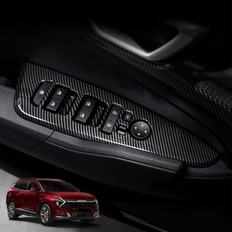 6 pièces de caches pour interrupteurs de verrouillage de porte compatibles avec les accessoires Kia Sportage 2023-2025 (motif fibre de carbone) (1/5)