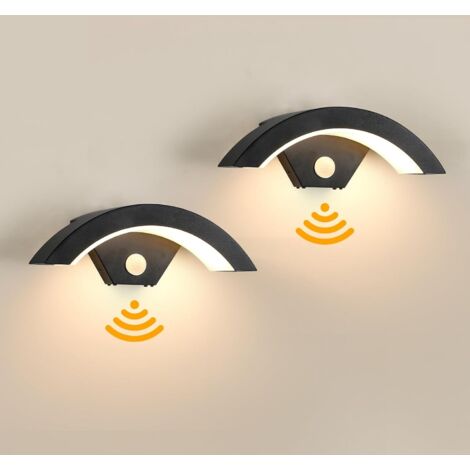 24W Applique Exterieur/Intérieur LED avec Détecteur de Mouvement, 2 Pack Lampe Murale Exterieur Étanche IP65, Spot LED Extérieur pour Jardin, Garage, Patio, Blanc Chaud 3000K [Classe énergétique E]