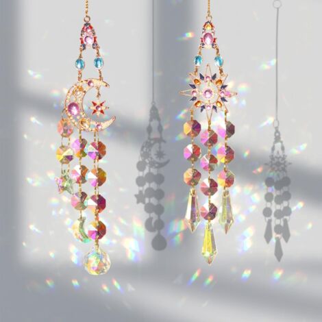 2 Pièces Attrape-Soleil en Cristal, Sun Catcher, Attrape Soleil Cristal Suspendu, Suncatcher Pendentif, Attrapes Soleil pour Décoration de Maison, Fenêtre, Jardin, Noël, Quotidienne et Mariage