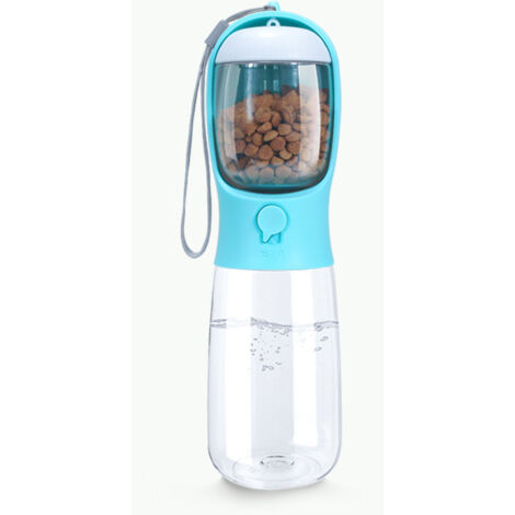 Bouteille d'eau pour Chien, 600 ML Gourde Voyage pour Chien, Distributeur d'eau Extérieure Multifonctionnel pour Chien et Chat avec 100 g Récipient de Nourriture et Sac à Caca (1/5)