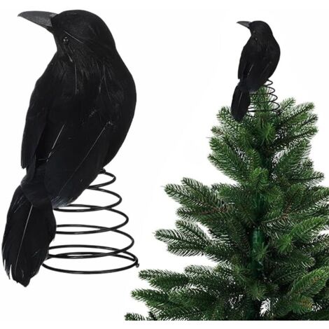 Cimier de corbeau d'Halloween avec base à ressort en métal, fantôme effrayant, décorations de décoration de sapin d'Halloween pour la maison, le bureau, la table de fête (1/5)