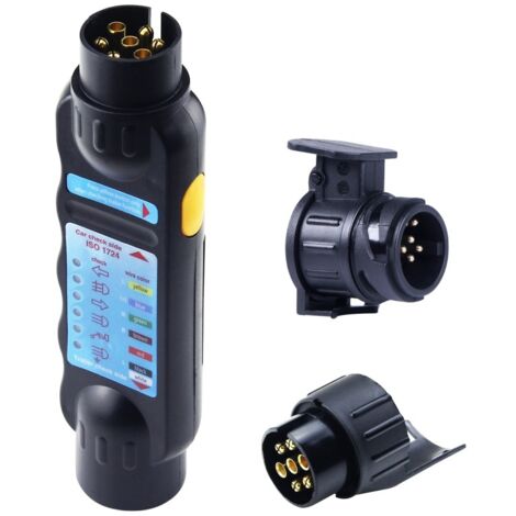 Testeur Remorque 7 Broches, Testeur Prise Remorque 7 Broches, 12V Testeur Feux Remorque Câble Câblage Circuit Outils de Diagnostic, pour Caravan RV Voiture (Testeur & Adaptateur 7 13) (1/5)