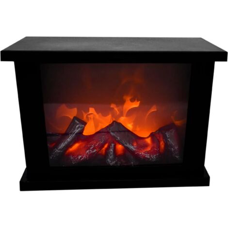 Cheminée décorative LED 29 cm x 11 cm x 19 cm – Cadre en plastique noir – Effet flamme sans suie ni fumée – Pour espaces intérieurs
