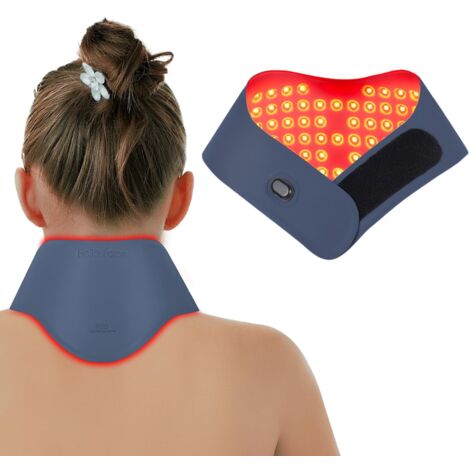 Thérapie par lumière rouge pour le cou avec contrôleur rechargeable, technologie triple puce enveloppante infrarouge, tissu doux pour la peau 660 nm et 850 nm pour soulager les douleurs,Bleu (1/5)