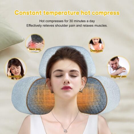 Coussin Cervical Chauffant Au Graphène - 2 Températures (40°C/45°C), Recharge USB-C, Mousse Mémoire, Pour Voyage, Bureau, Voiture