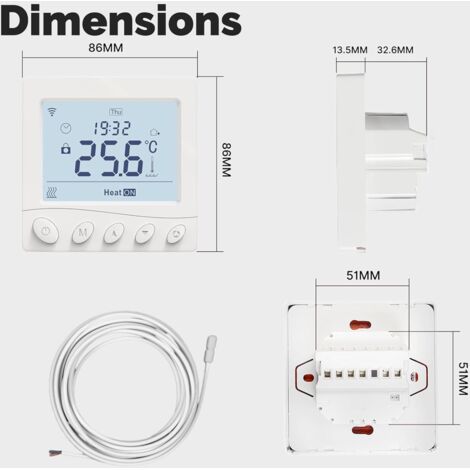 Prise Thermostat Chauffage 16A 230V Avec Télécommande - Régulateur Température Connecté Pour Chauffage Et Climatisation