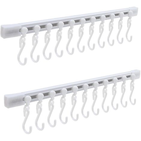 Support Mural Sans Perçage 40 Cm 6 Crochets - Barre à Ustensiles Cuisine Multifonction En Alliage D'Aluminium Noir - Organiseur Pratique
