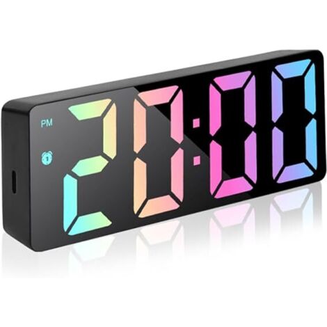 Réveil numérique 5 niveaux à intensité variable avec veilleuse - Petite horloge de bureau alimentée par piles et USB - Réveil de bureau portable pour la maison - Noir + lumière blanche