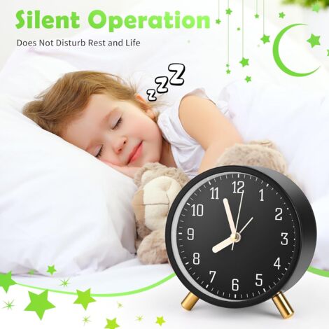 Réveil Analogique Silencieux Vert - Réveil Sans Tic-Tac Avec Veilleuse Quartz Pour Enfants