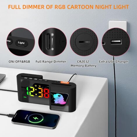 Euakee Réveil Numérique, Horloge Digitale avec Dinosaure Mignon, Horloge LED de Type S, 11 Couleurs Cartoon, Variateur, Volume, Snooze, Veilleuse pour Table de Nuit, Chambre, Room Décor(Blanc Euakee Réveil Numérique, Horloge Digitale avec Dinosaure Mignon, Horloge LED de Type S, 11 Couleurs Cartoon, Variateur, Volume, Snooze, Veilleuse pour Table de Nuit, Chambre, Room Décor(Blanc