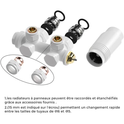 Kit Radiateur Kit Multibloc Universel Pour Radiateur Raccordement Central avec 50mm ...