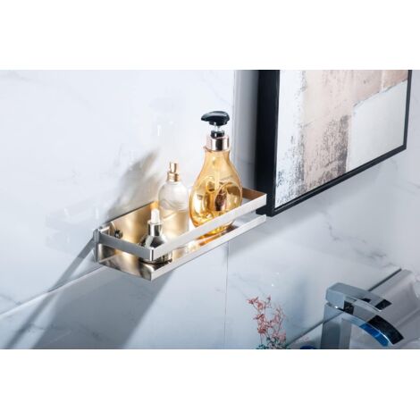 Étagère De Douche Murale Adhésive Acier Inoxydable 60 Cm | Sans Perçage, Support Jusqu'à 25 Kg | Blanc