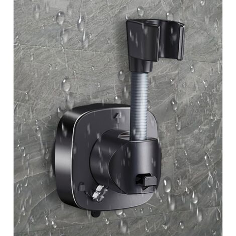 Support Pommeau De Douche Ventouse Rotatif 360° Avec Crochet - Universel Chromé Argent