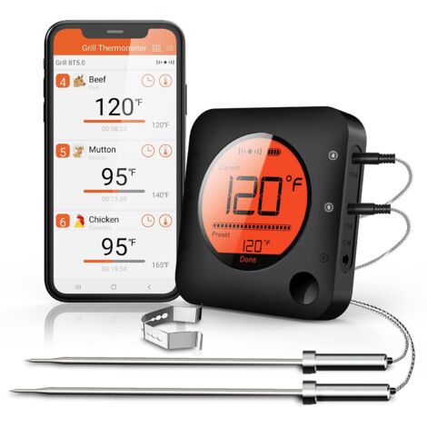 Chef iQ Sense Thermomètre à viande sans fil intelligent avec sonde ultra-fine, Bluetooth à portée