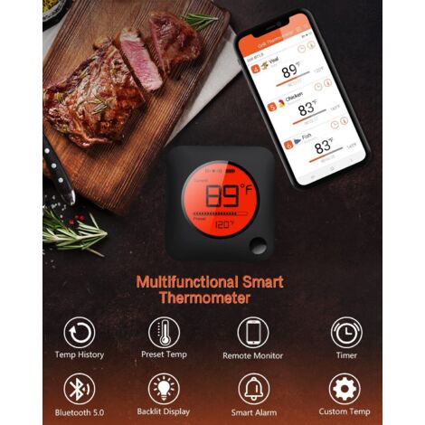 CHEF iQ Sense | Thermomètre à viande intelligent sans fil | 3 sondes ultra- fines | portée illimitée WiFi | 537,8 °C | 5 capteurs | barbecue, grill, four, fumoir, friteuse à air | Gen3