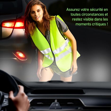 3 Gilets Jaunes De Sécurité Haute Visibilité - Bandes Réfléchissantes Pour Voiture Et Travail