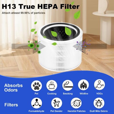 Core 300 Lot de 2 filtres de rechange pour purificateur d'air LEVOIT Core 300 Core300-P Core 300S Core 300S/P VortexAir, Core 300-RF, grille H13 3 en 1, charbon actif H13, vert, Core