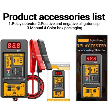 Produktbild von Digitaler Relais-Tester 12/24V Mit LCD-Display – Kompakter Kfz-Relaisprüfer Für Autos, LKW & Motorräder (14cm)