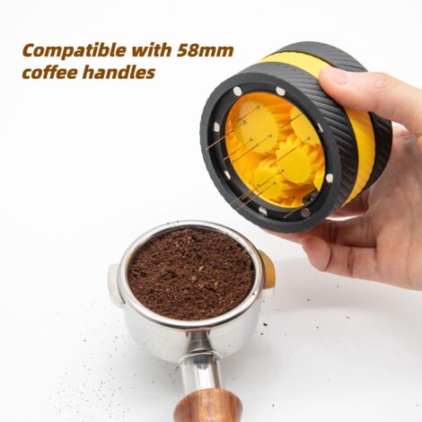 Distributeur Café Expresso 58mm - Outil Professionnel 3 Lames - Base Aluminium Noir