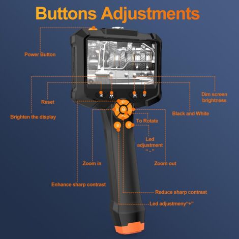 Caméra Endoscopique LCD 4.3" HD 1080P - Câble 2m, étanche IP67, 8 LEDs, Pour Inspection - Neuve, Origine Chine