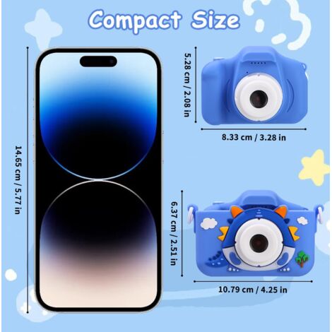 YunLone Caméra Enfants 12MP Selfie Rechargeable Appareil Photo Numérique Fille Musical Caméscope pour Filles Garçons 3-10 Ans -Noir