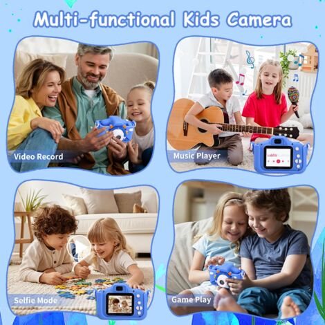 Appareil Photo Numérique Enfants 1080P - Écran 2.0" Avec Carte 32Go - Bleu - Cadeau Idéal