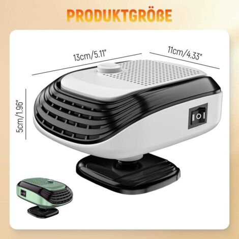 Chauffage De Voiture 12V/24V 150W Chauffage Portable Pour Pare-Brise De Voiture Chauffage Rapide & 2 En 1 Modes Avec Base 360 Chauffage De Voiture Qui Se Branche