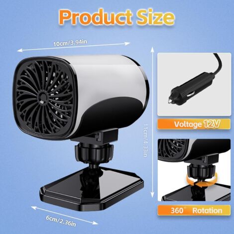 Chauffage De Voiture 12V 200W - Chauffage Et Ventilateur - Pour Dégivrage Pare-brise Et Confort Hiver/été - Prise Allume-cigare
