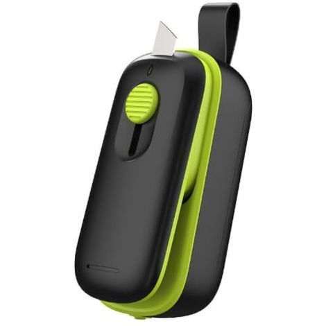 Mini Scellant à Sac 2-en-1 Rechargeable USB – Scelleuse Thermique Portable Avec Cutter Intégré Et Aimant, Idéal Pour Collations Et Aliments (Bleu)