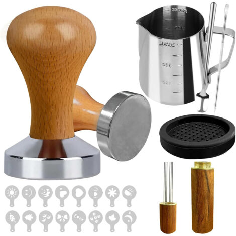 Navaris Tamper Café Expresso 51 Mm - Tasseur Presse à Café En INOX Et Noyer Avec Tapis Silicone 14 X 12 7 X 3 Cm Accessoire Barista Professionnel Navaris Tamper Café Expresso 51 Mm - Tasseur Presse à Café En INOX Et Noyer Avec Tapis Silicone 14 X 12 7 X 3 Cm Accessoire Barista Professionnel