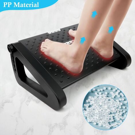 Repose-Pieds Bureau Ergonomique Réglable – 4 Hauteurs + Angle + Massage – Confort Longues Journées Travail (Noir)