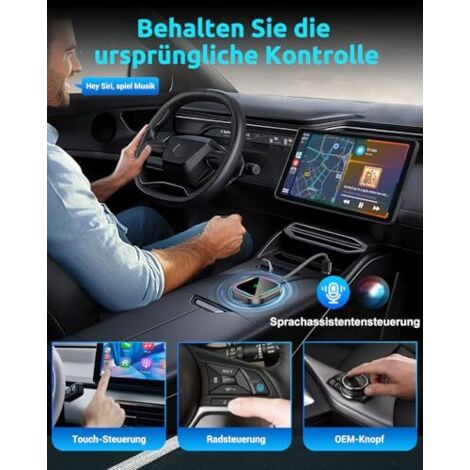 Adaptateur Sans Fil Carplay - PRUMYA - Dongle Plug And Play - Bluetooth 5GHz - Compatible IOS - Couleur Blanc - Auto