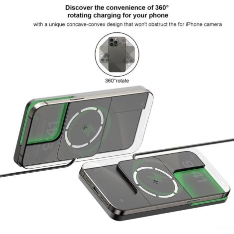 Chargeur Sans Fil Rapide En Forme De Chaise – Support Téléphone Multifonction – Décoration Bureau – PC+ABS – 15W Max