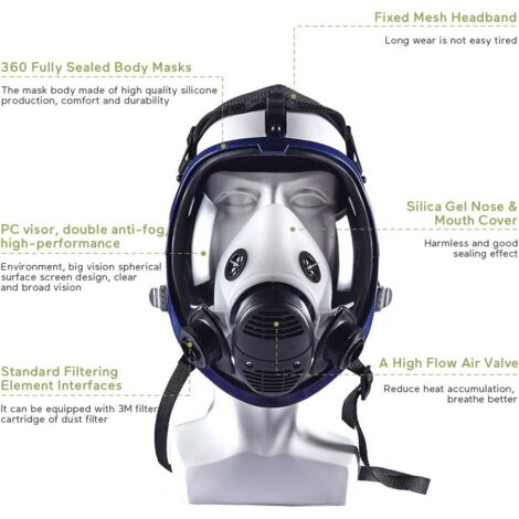 Masque Respiratoire Complet 6800 - 7 Pièces Filtre Peinture Poussière - Protection Visage