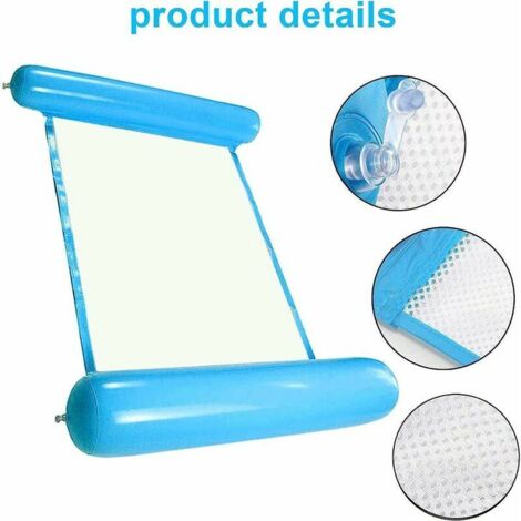 Hamac Flottant Gonflable 130x122 Cm – Avec Pompe Manuelle, Charge 150 Kg – Transat Piscine, Plage, Lac – Confort Ergonomique