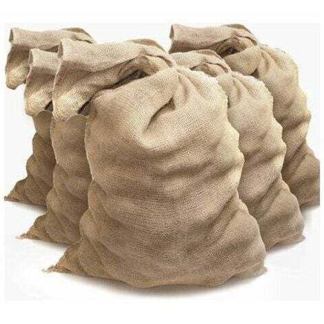 Déstockage 5 Sacs Toile de Jute Grand Format - Sac à gravats Chantier – Sac jute pomme de terre – Sac jute Noel réutilisable (60x100 cm) (1/4)