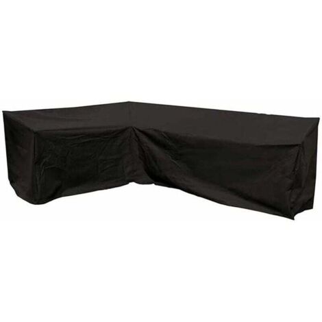 Housse de canapé d'angle pour meubles de jardin en forme de L imperméable pour meubles d'extérieur bâche salon protection UV vent pluie poussière housse de canapé d'angle (215x215x87cm, noir 1 pièce)