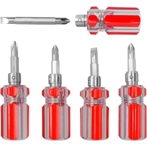 5 Mini Tournevis Court pour Machine à Coudre 2 en 1 Tournevis à Tête Plate/Cruciforme Magnétique en Chrome Vanadium Tournevis avec Double Embout Interchangeables pour Réparation (1/5)