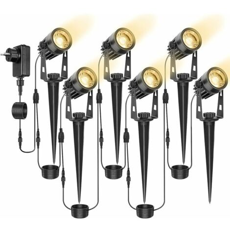 Spot LED Extérieur avec Piquet, 6 Pièces 3W Extensible Éclairage de Jardin IP65 Étanche Spot Exterieur Jardin Blanc Chaud Lampe de Jardin pour Jardin Cour Chemin [Classe énergétique F]