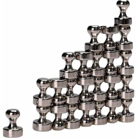 Lot de 24 aimants néodyme ultra puissants – 0,47 x 0,63 pouces – Pour surfaces métalliques – Finition nickel brossé