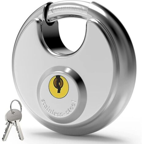 Cadenas à clé extérieur, [étanche] [anti-coupure] Cadenas à disque en acier inoxydable de 70 mm résistant aux intempéries avec anse de 9,5 mm pour entrepôt, Containe
