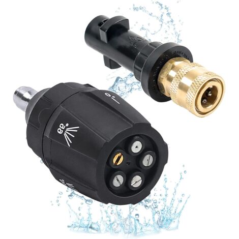 Raccord à connexion rapide de 6,35 mm et embouts de buse de pulvérisation 5 en 1 pour nettoyeur haute pression, accessoires de nettoyeur haute pression en laiton pour Karcher K2 K3 K4 K5 K6 K7