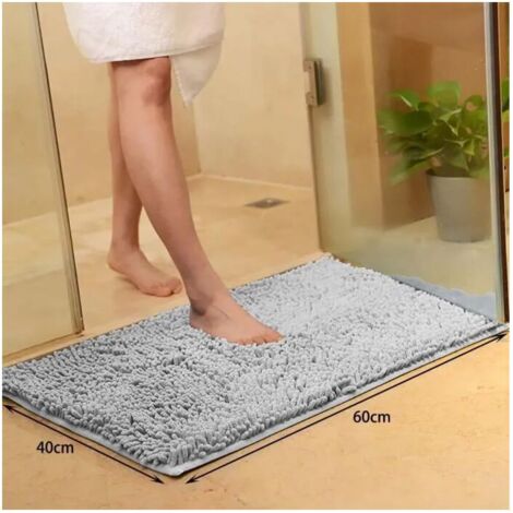 Tapis de salle de Bain Absorbant et Antidérapant 40 x 60cm Gris (1/3)