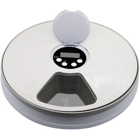 Mangeoire automatique pour animaux de compagnie pour chats, chiens, lapins et petits animaux, 6 plateaux repas, nourriture sèche et humide avec écran LCD, minuterie numérique programmable, contrôle de (1/5)