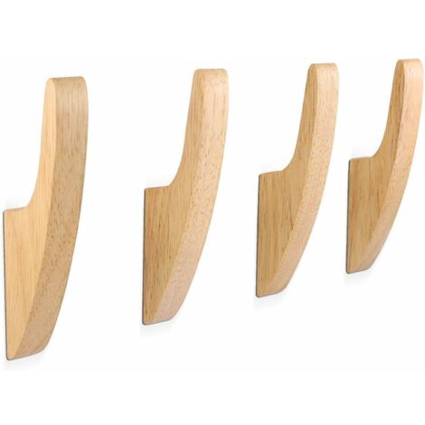 Lot de 4 Crochets et Patères pour la Maison, Porte Manteau Mural Bois, Patere Murale Bois Vintage Multifonctionnelles, Crochet Salle de Bain, Crochet pour Couloir Salon Chambre (1/5)