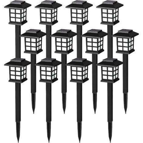 Lampes solaires d'extérieur, lot de 12 lampes solaires pour allée, éclairage solaire pour allée, éclairage solaire de jardin, éclairage solaire pour allée extérieure étanche pour jardin, cour, paysage