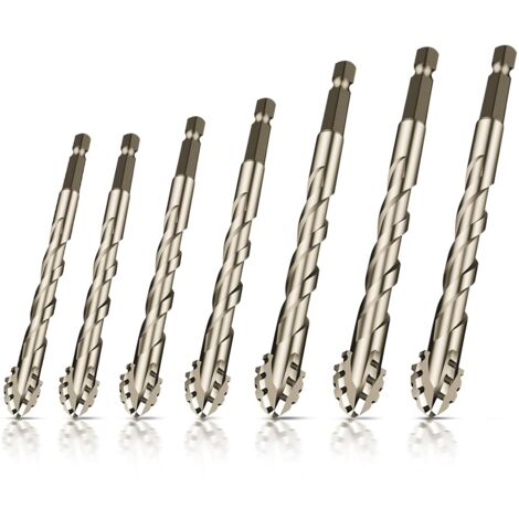 Jeu de 7 forets excentriques 3-12mm – Tige hexagonale 1/4 – Pour métal, bois et plastique – Revêtement titane pour durabilité (1/5)