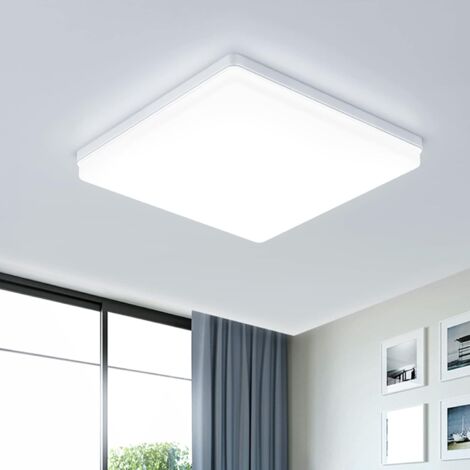 Plafonnier LED Carré 48W, Luminaire Plafond 4800LM, 6500K Éclairage Intérieur, Lampe Lumiere Moderne pour Salle De Bain, Salon, Cuisine, Chambr à Coucher, 40CM (1/2)